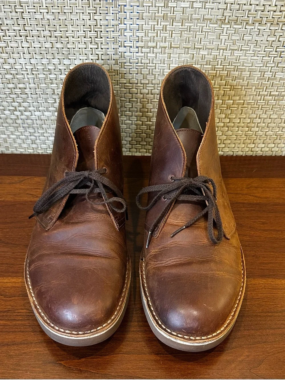 Clarks Bushacre 2 Leather Chukka Dessert Boots Beeswax Brown 13M